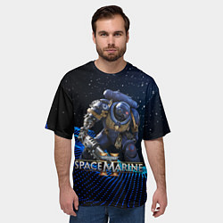 Футболка оверсайз мужская Warhammer 40000 space marine 2 ультрамарин, цвет: 3D-принт — фото 2