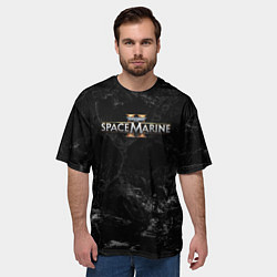 Футболка оверсайз мужская Warhammer 40000 space marine 2 black logo, цвет: 3D-принт — фото 2