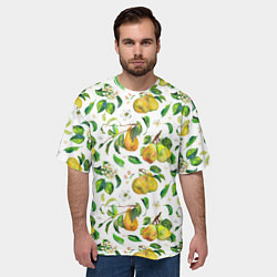 Футболка оверсайз мужская Груши и цветы, цвет: 3D-принт — фото 2
