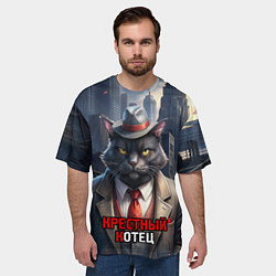 Футболка оверсайз мужская Черный крестный котец, цвет: 3D-принт — фото 2