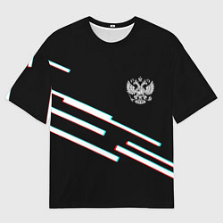 Футболка оверсайз мужская Полосы герб спорт, цвет: 3D-принт