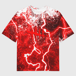 Мужская футболка оверсайз Dead by daylight молнии в красках