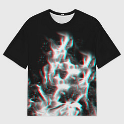 Мужская футболка оверсайз Огонь глитч текстура
