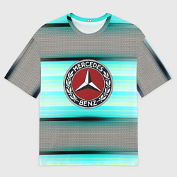 Футболка оверсайз мужская Mercedes benz текстура карбон, цвет: 3D-принт