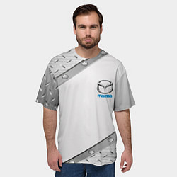 Футболка оверсайз мужская Mazda текстура метал, цвет: 3D-принт — фото 2