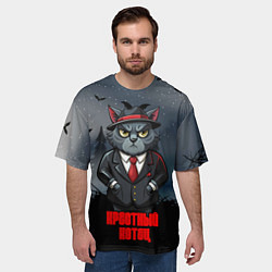 Футболка оверсайз мужская Крестный котец в ночном лесу на хэллоуин, цвет: 3D-принт — фото 2