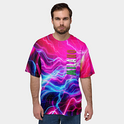 Футболка оверсайз мужская Milano - neon abstraction, цвет: 3D-принт — фото 2