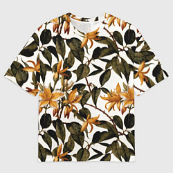 Мужская футболка оверсайз Желтые ретро цветы
