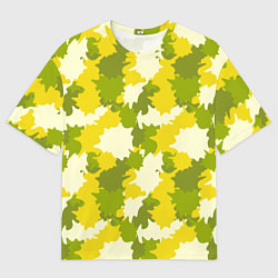 Мужская футболка оверсайз Желтые и зеленые камуфляжные пятна