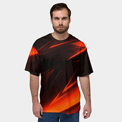 Футболка оверсайз мужская Geometry orange stripes, цвет: 3D-принт — фото 2