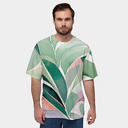Футболка оверсайз мужская Листья акварель, цвет: 3D-принт — фото 2