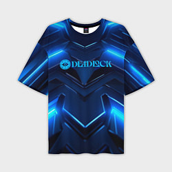 Футболка оверсайз мужская Deadlock logo и синий неон, цвет: 3D-принт