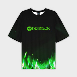 Футболка оверсайз мужская Deadlock logo зеленый огонь, цвет: 3D-принт