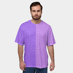 Футболка оверсайз мужская Фиолетовые и розовые волны, цвет: 3D-принт — фото 2