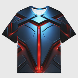 Футболка оверсайз мужская Разлом плит под углом с красным светом, цвет: 3D-принт
