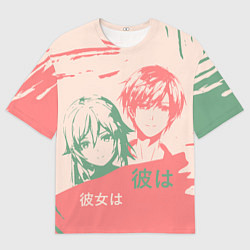 Мужская футболка оверсайз Он и она - аниме