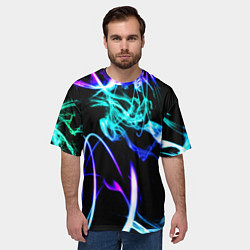 Футболка оверсайз мужская Неоновый дым текстура, цвет: 3D-принт — фото 2