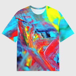 Футболка оверсайз мужская Абстрактные краски неон, цвет: 3D-принт