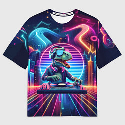 Футболка оверсайз мужская Dino DJ - neon glow, цвет: 3D-принт