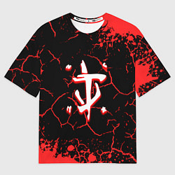 Футболка оверсайз мужская Doom лого трещины, цвет: 3D-принт