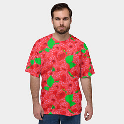 Футболка оверсайз мужская Ягода малина паттерн, цвет: 3D-принт — фото 2