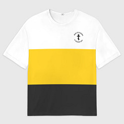 Футболка оверсайз мужская Мы русские с нами Бог Крест на узорном флаге, цвет: 3D-принт