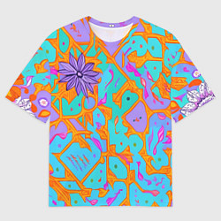 Мужская футболка оверсайз Яркая абстракция цветы