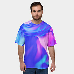 Футболка оверсайз мужская Неоновая текстура абстракция, цвет: 3D-принт — фото 2