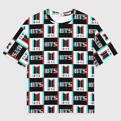 Мужская футболка оверсайз BTS glitch pattern