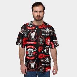 Футболка оверсайз мужская Рок звезда паттерн, цвет: 3D-принт — фото 2