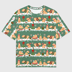 Футболка оверсайз мужская Много капибар на Новый год и Рождество, цвет: 3D-принт