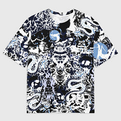 Футболка оверсайз мужская Японский самурай и драконы, цвет: 3D-принт