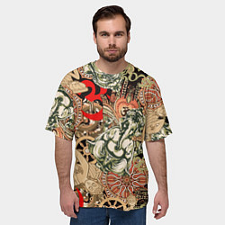 Футболка оверсайз мужская Будда и Ганеша на фоне сансары и мандалы, цвет: 3D-принт — фото 2