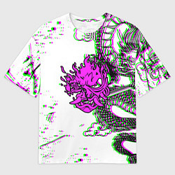 Мужская футболка оверсайз Cyberpunk neon dragon