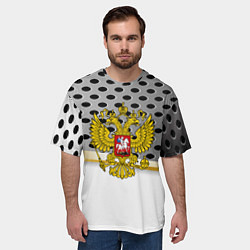 Футболка оверсайз мужская Россия броня герб, цвет: 3D-принт — фото 2