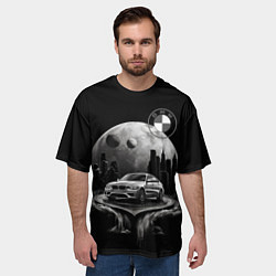 Футболка оверсайз мужская BMW на фоне планеты, цвет: 3D-принт — фото 2