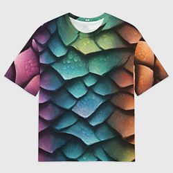Мужская футболка оверсайз Цветная чешуя дракона