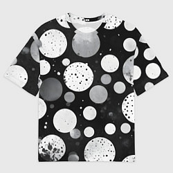 Мужская футболка оверсайз Круги на темном фоне