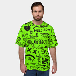 Футболка оверсайз мужская Lil Peep кислотный паттерн, цвет: 3D-принт — фото 2
