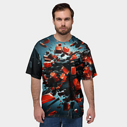Футболка оверсайз мужская Геометрический взрыв пластин, цвет: 3D-принт — фото 2