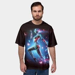 Футболка оверсайз мужская Cyber girl and butterflies - neon glow fantasy, цвет: 3D-принт — фото 2