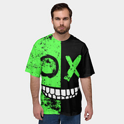 Футболка оверсайз мужская Кислотный злобный смайлик, цвет: 3D-принт — фото 2
