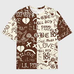 Футболка оверсайз мужская Lil peep retro pattern, цвет: 3D-принт