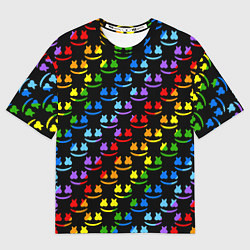 Футболка оверсайз мужская Marshmello pattern neon, цвет: 3D-принт