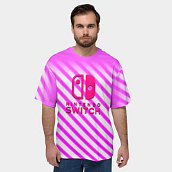 Футболка оверсайз мужская Nintendo pink line, цвет: 3D-принт — фото 2