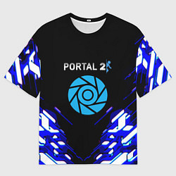 Футболка оверсайз мужская Portal 2 неоновая текстура, цвет: 3D-принт