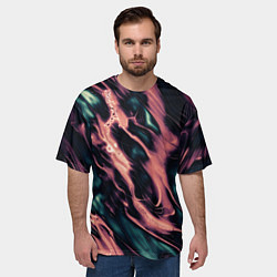 Футболка оверсайз мужская Абстракция тёмный бирюзово-розовый, цвет: 3D-принт — фото 2