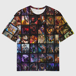 Мужская футболка оверсайз Dota 2 - все персонажи