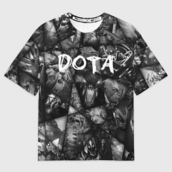 Футболка оверсайз мужская Dota 2 - мозаика из персонажей игры, цвет: 3D-принт