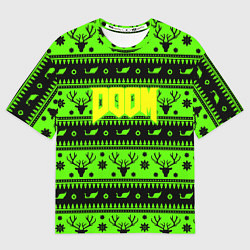 Футболка оверсайз мужская Doom кислотный новый год, цвет: 3D-принт